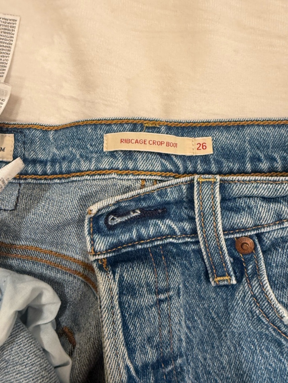 Levi's Light Blue Ribcage Crop Boot Jeans